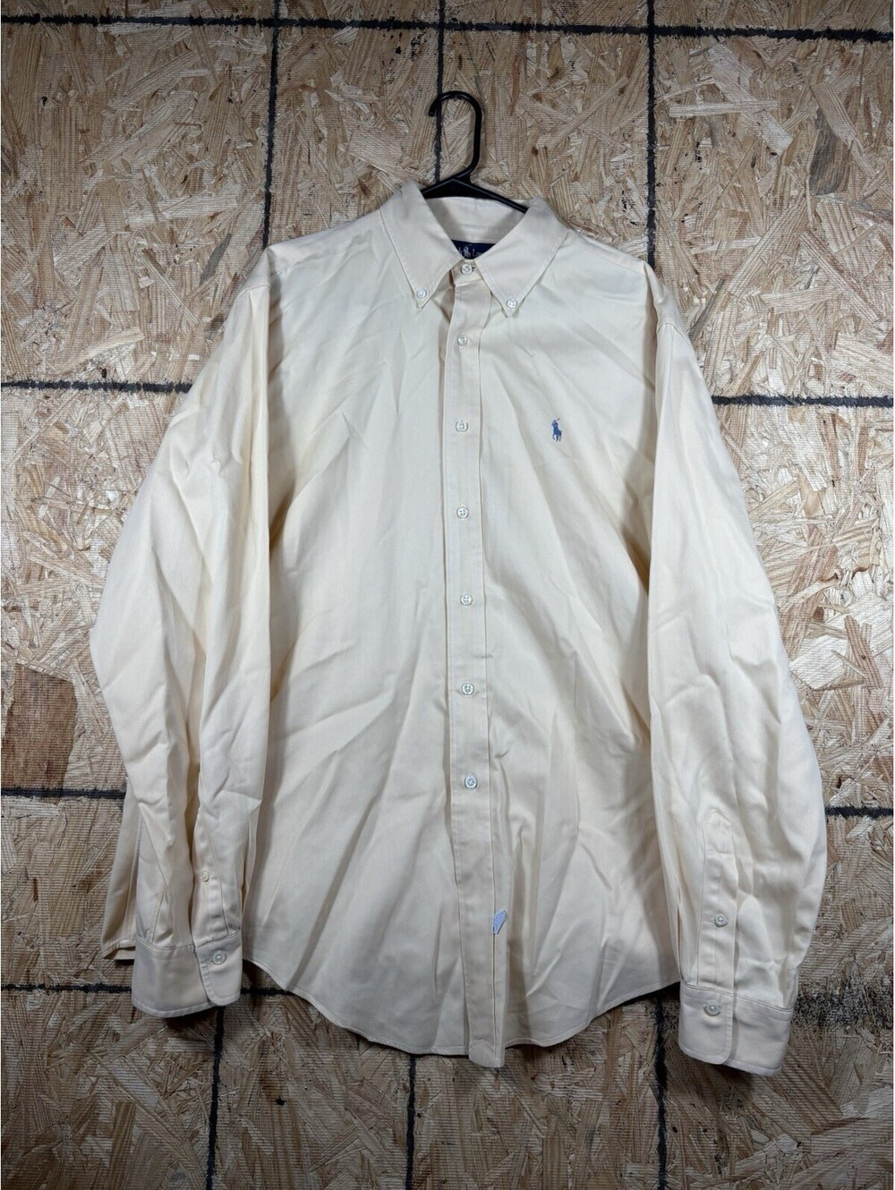 Ralph Lauren Shirt Mens XL Solid Yellow Button Down 100% Cotton Light Blue Pony!